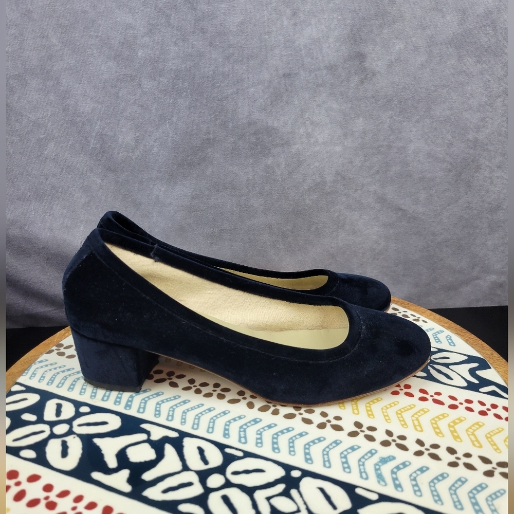 Anniel Ballet Flat Dark Blue Velvet Size 37/7 Made in Italy